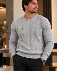 Pull torsadé Gris clair
